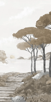 Papier peint balade dans les calanques brun