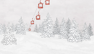 Papier peint montagne télécabine rouge - Muralconcept