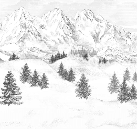 Papier peint montagne sommets de Chamonix - Muralconcept