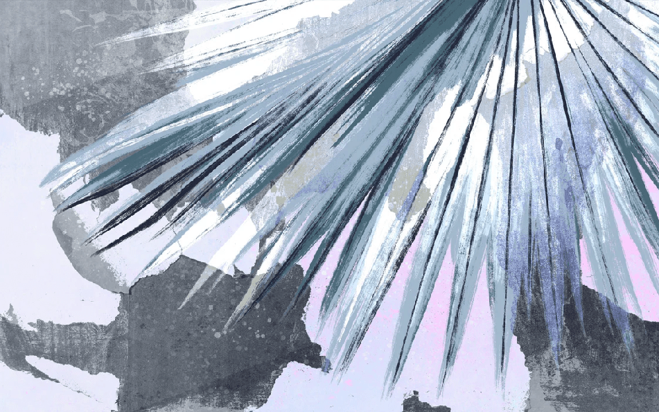 Papier peint panoramique rétro palm bleu, XXL, tendance