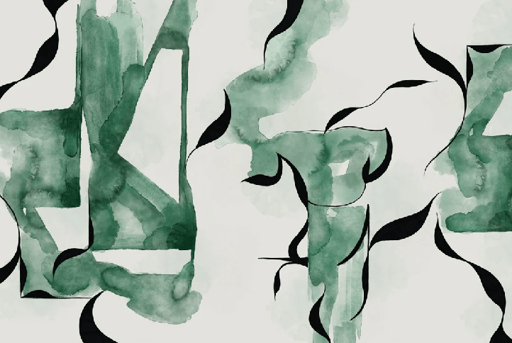 Papier peint abstrait moderne – Abstract Green Flow - Muralconcept