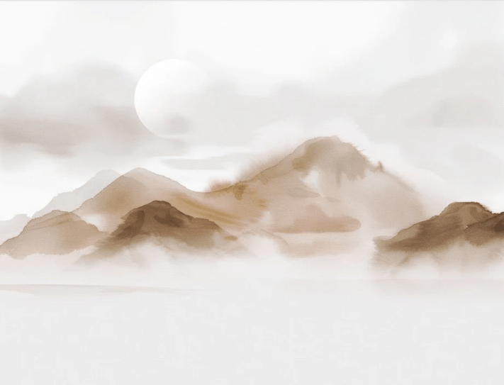 Papier peint montagnes voilées – Lueur sépia - Muralconcept