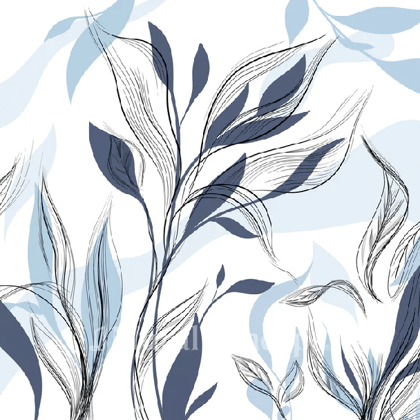Tapete Blume Grafik blau