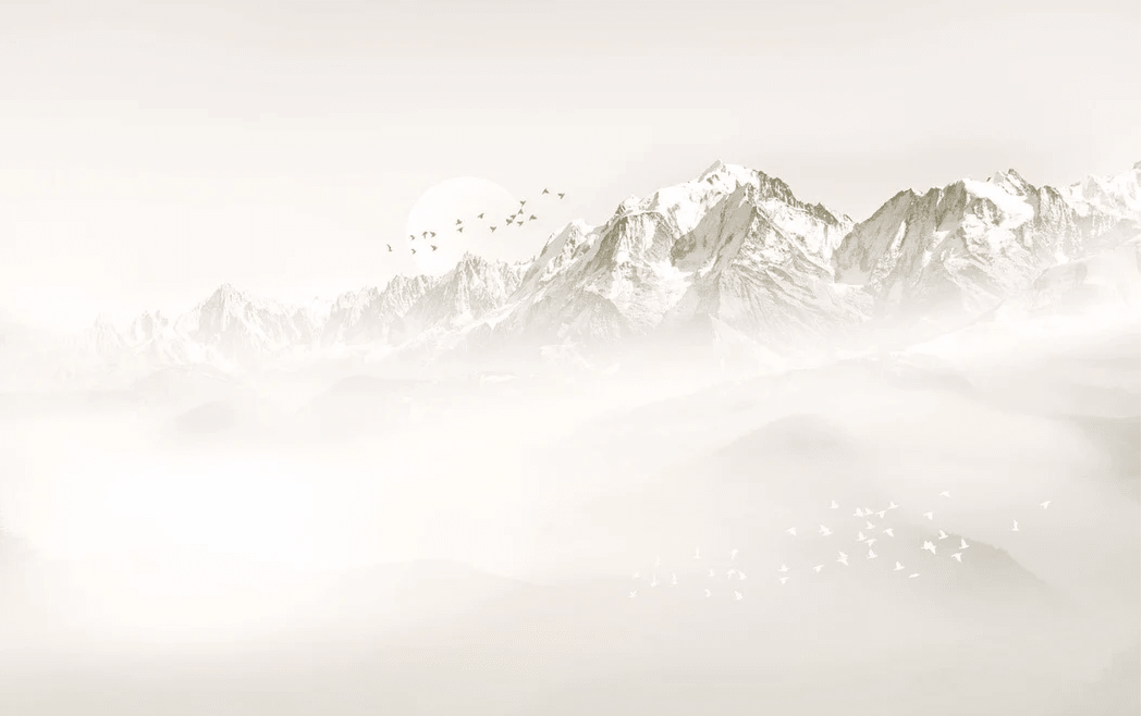 Papier peint Mont blanc lune et oiseau - Muralconcept
