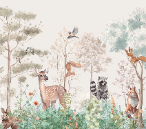 Papier peint chambre enfant nature magique beige - Muralconcept