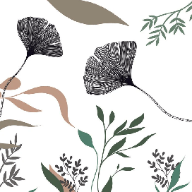Papier peint ginkgo artiste floral - Muralconcept