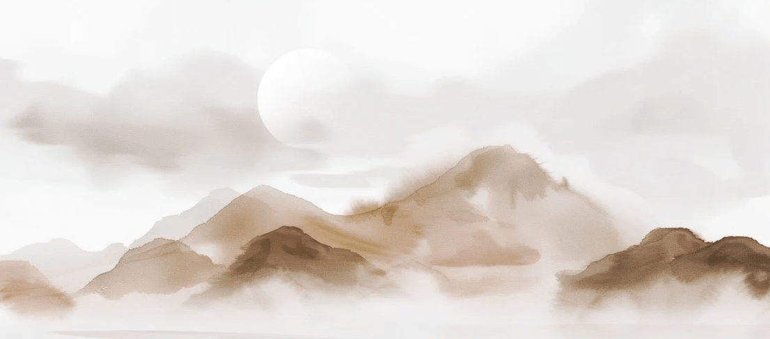 Tapete verschleierte Berge - Sepia-Glühen