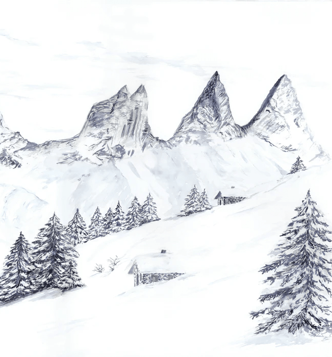 Papier peint aquarelle d’un rêve Alpin - Muralconcept