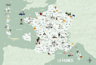 Tapete Karte von Frankreich Kind grün