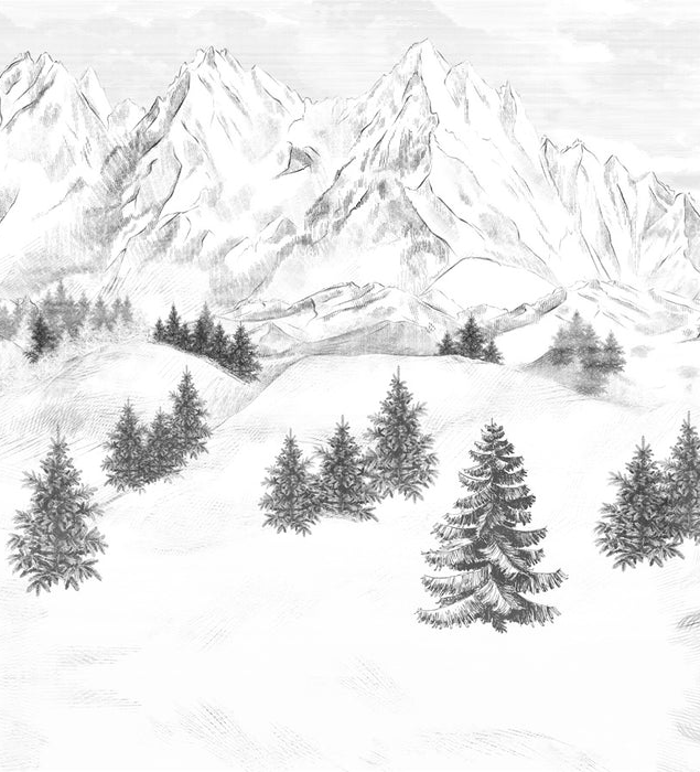 Papier peint montagne sommets de Chamonix - Muralconcept