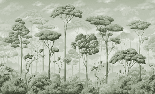 Papier peint panoramique pinède volupté vert - Muralconcept