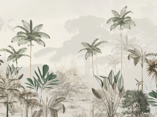 Papier peint panoramique jungle eden vert - Muralconcept