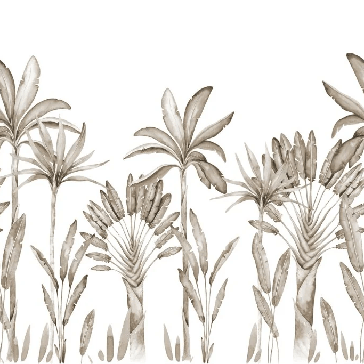 papier peint panoramique Palmier Sépia Aquarelle - Muralconcept