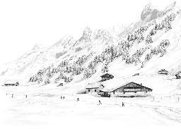 Papier peint Clusaz ski fond montagne Confins - Muralconcept
