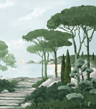 Tapete „Spaziergang in den grünen Calanques“