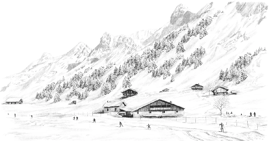 Papier peint Clusaz ski fond montagne Confins - Muralconcept
