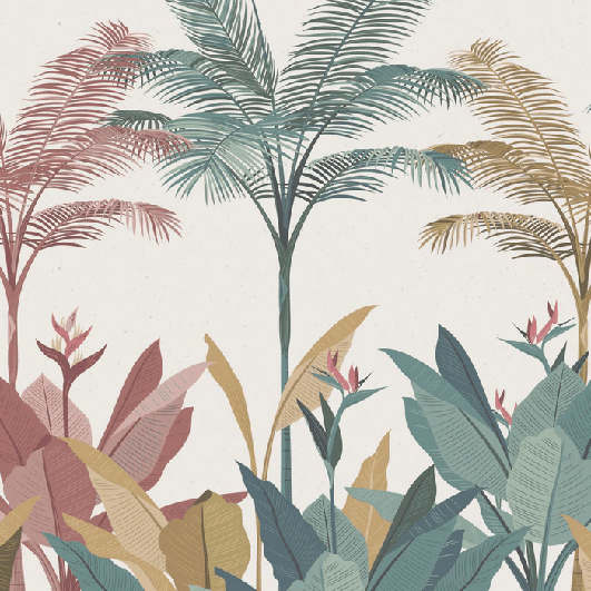 Papier peint panoramique jungle colorée, XXL, tendance
