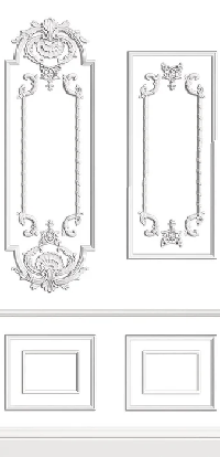 Papier peint trompe l’œil moulure blanche Chic Paris, XXL, tendance