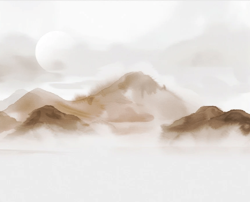 Papier peint montagnes voilées – Lueur sépia - Muralconcept