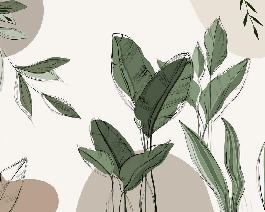 Papier peint panoramique végétal graphique taupe - Muralconcept
