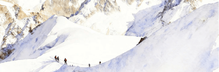 Papier peint alpinisme la cordée - Vallée blanche - Muralconcept