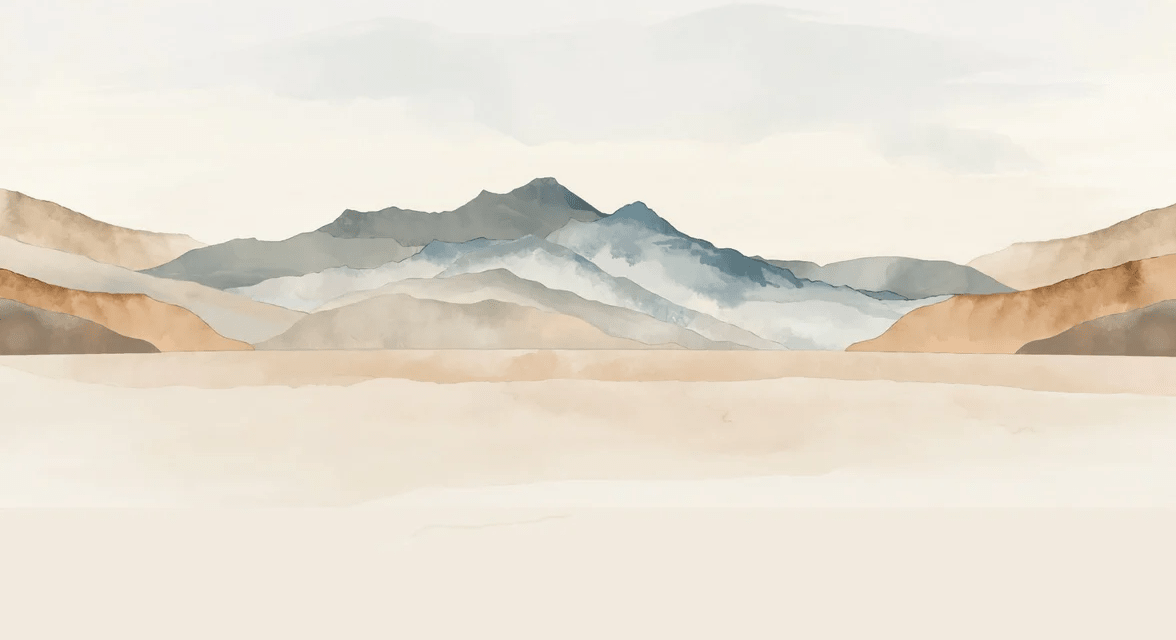 Papier peint panoramique montagne aquarelle pastel – Décor mural paysage apaisant - Muralconcept