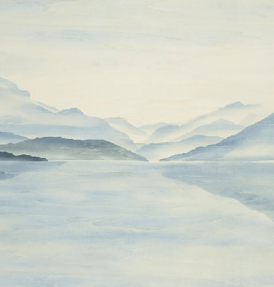 Papier Peint Vue Grand Albigny | Les Bleus du Lac® - Muralconcept