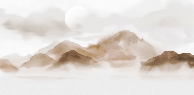 Papier peint montagnes voilées – Lueur sépia - Muralconcept
