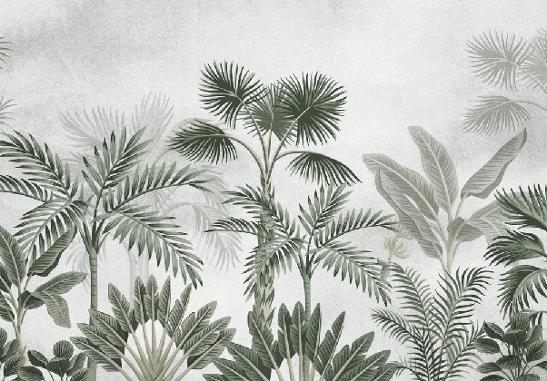 Papier peint jungle tendance arbres exotiques - Muralconcept