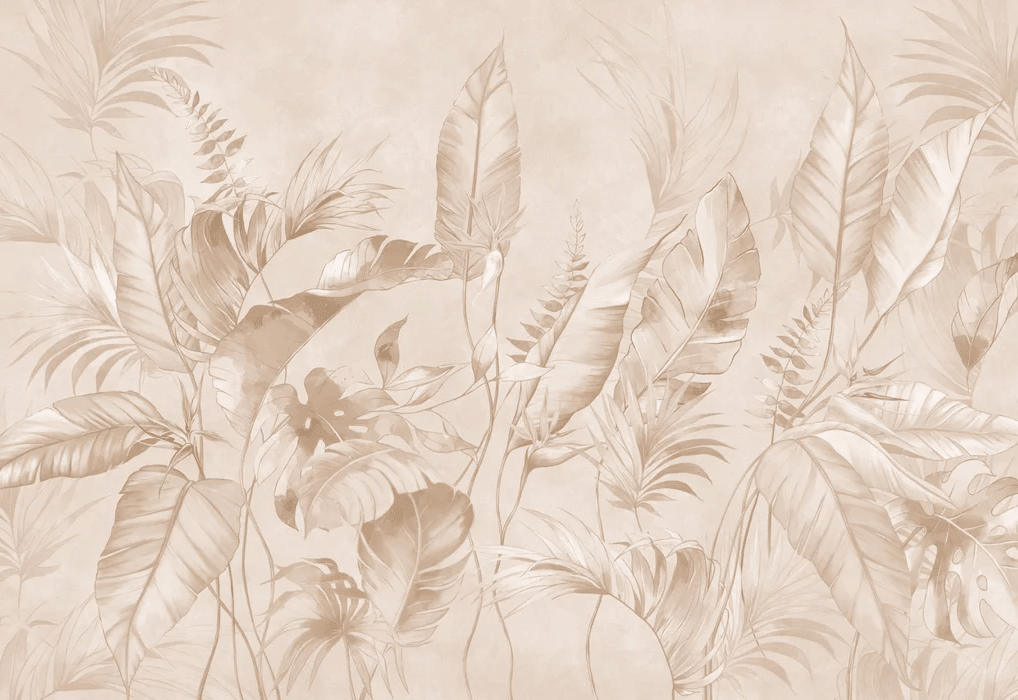 Papier peint élégante jungle poudrée - Muralconcept