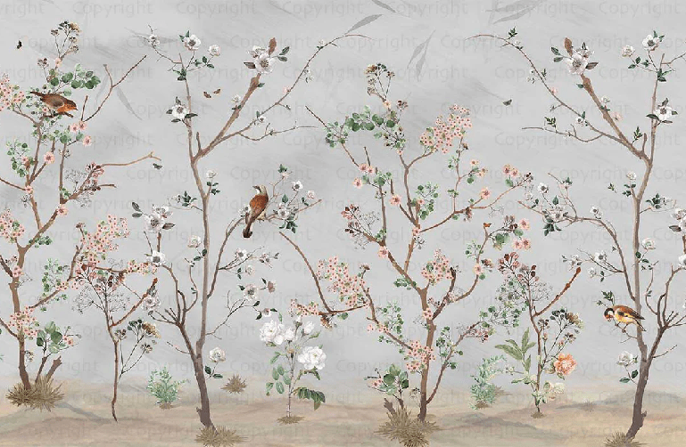 Papier peint panoramique Spring Birds, XXL, tendance