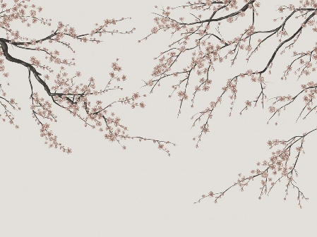 Papier peint panoramique Sakura beige - Muralconcept