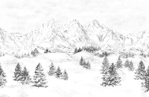 Papier peint montagne massif des Alpes - Muralconcept