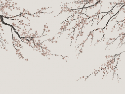 Papier peint panoramique Sakura beige - Muralconcept