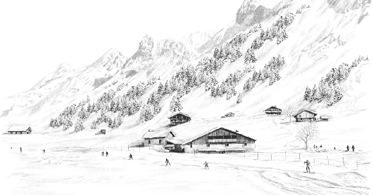 Papier peint Clusaz ski fond montagne Confins - Muralconcept