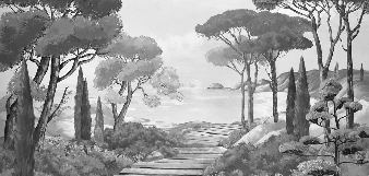 Tapete „Spaziergang in den Calanques“ schwarz-weiß