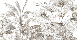 Tropische Tapete Gravur monochrom