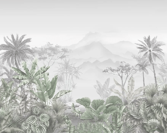 Papier peint salle de bain tendance tropical vert, XXL, tendance