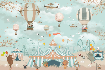 Papier peint circus animaux - Muralconcept