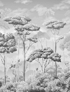 Papier peint salle de bain pinèdes noir et blanc - Muralconcept