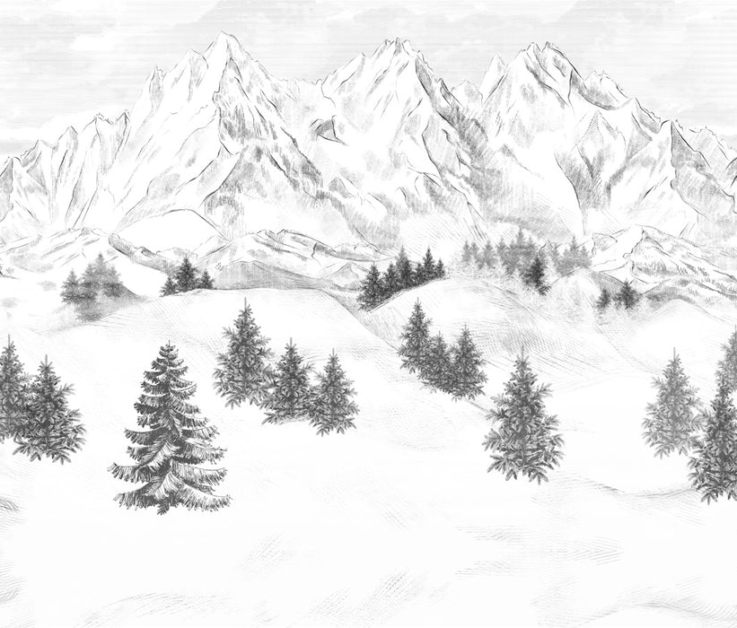 Papier peint montagne sommets de Chamonix - Muralconcept