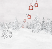 Papier peint montagne télécabine rouge - Muralconcept