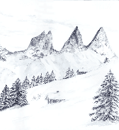 Papier peint aquarelle d’un rêve Alpin - Muralconcept