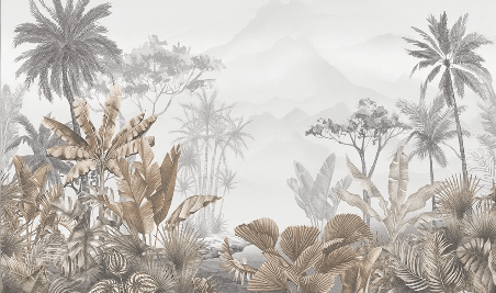 Papier peint tendance tropical sepia - Muralconcept