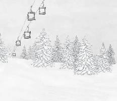 Papier peint montagne télécabine noir & blanc, XXL, tendance