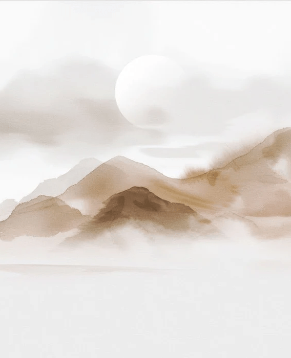 Papier peint montagnes voilées – Lueur sépia - Muralconcept