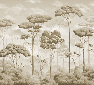 Papier peint panoramique pinède volupté sépia - Muralconcept