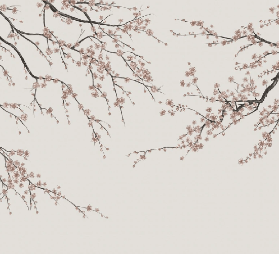 Papier peint panoramique Sakura beige - Muralconcept