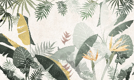 Papier peint sur mesure végétal vert jaune, XXL, tendance