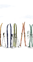 Papier peint panoramique skis colorés - Muralconcept